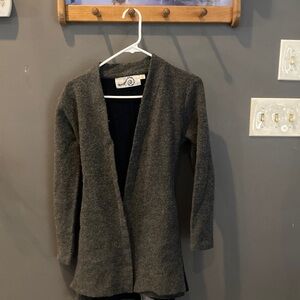 Anthropologie cute and unique gray and blue boiled wool sweater medium GUC